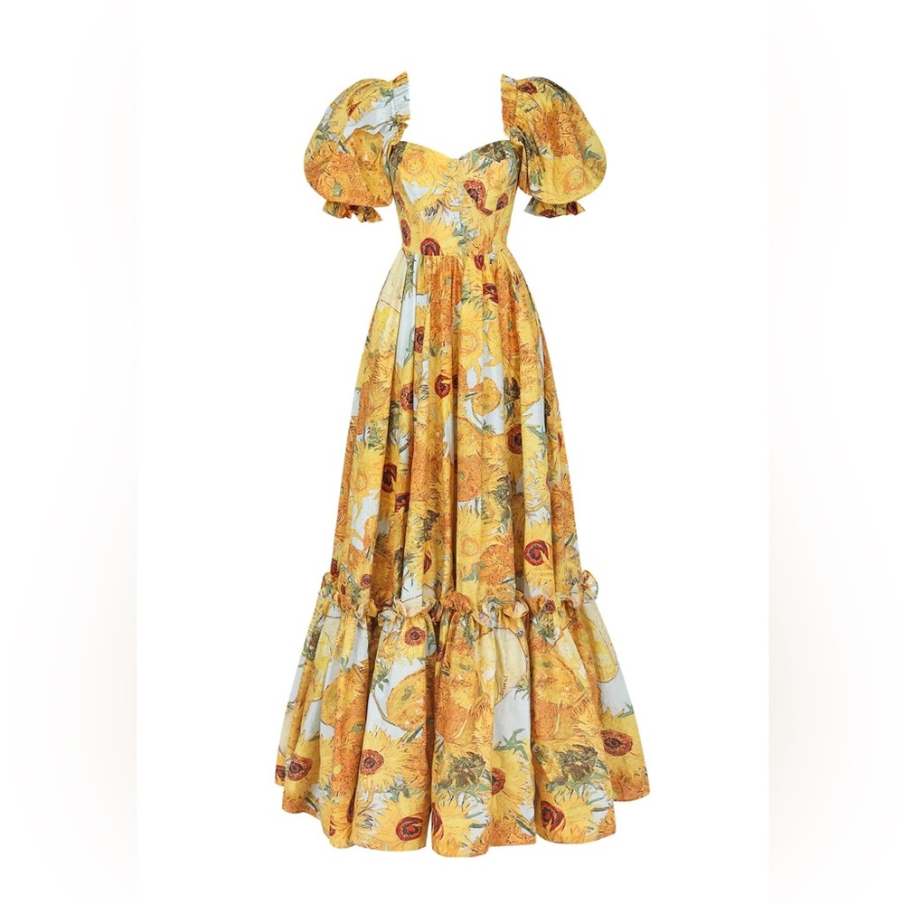SOLD NWT SELKIE Sunflowers Cotton Ritz Gown - Picture 2 of 13